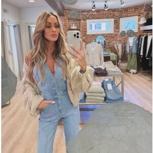 Free People Sky Blue Denim Jumpsuit